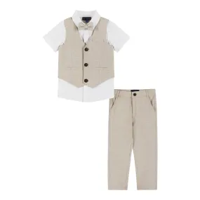 4-Piece Buttondown & Vest Set | Stone