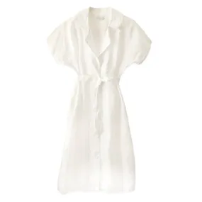 ARYA Safari Linen Midi Dress, in Off White