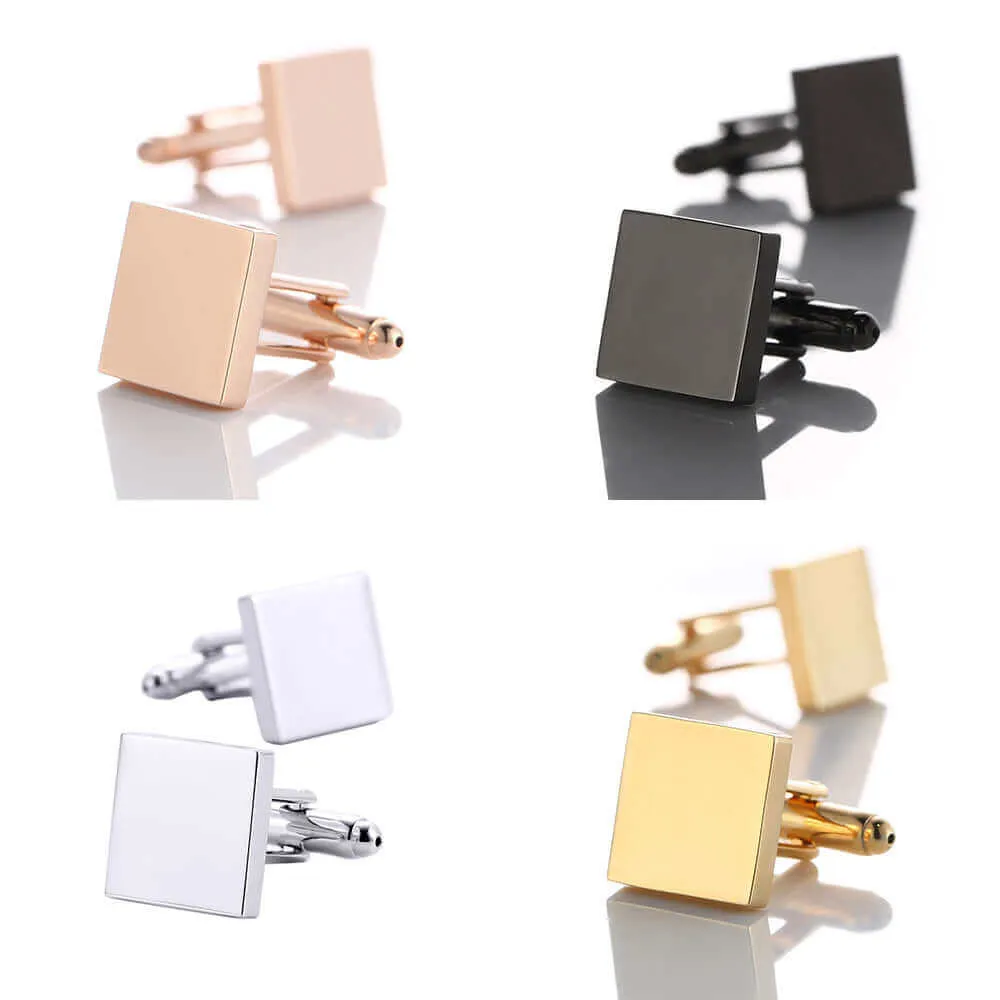 Simple Square Business Metal Cufflinks Men's Cuffs