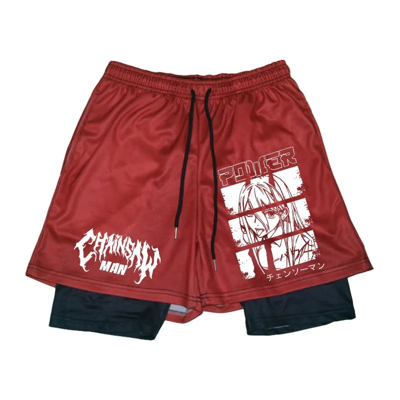 Chainsaw Man Power Sports Shorts 2 in 1 High Quality