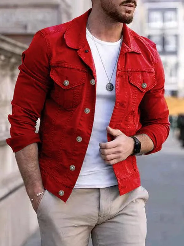 Casual Slim Multi-Pocket Men Denim Jacket