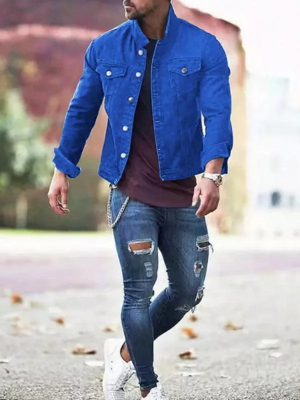 Casual Slim Multi-Pocket Men Denim Jacket