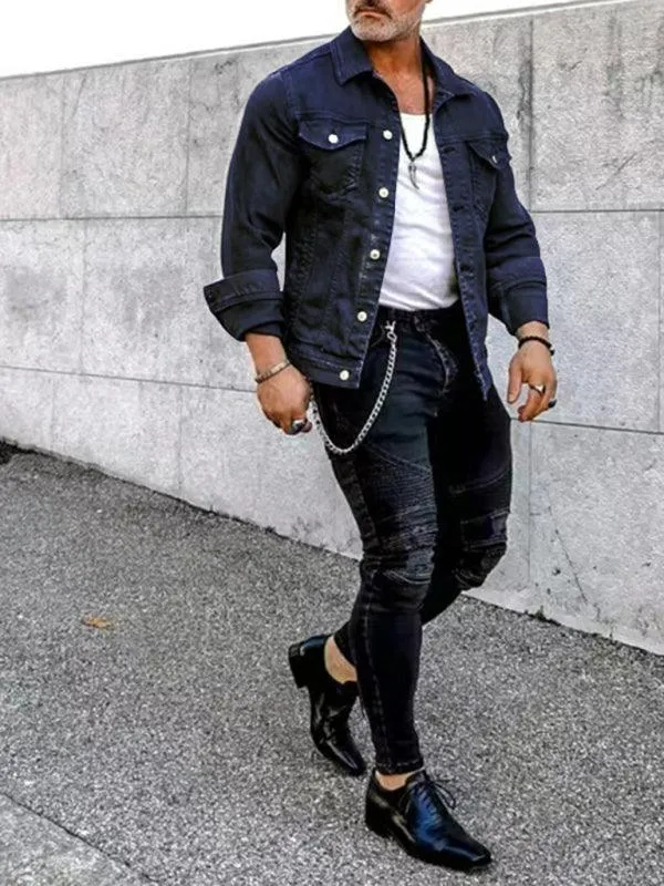 Casual Slim Multi-Pocket Men Denim Jacket