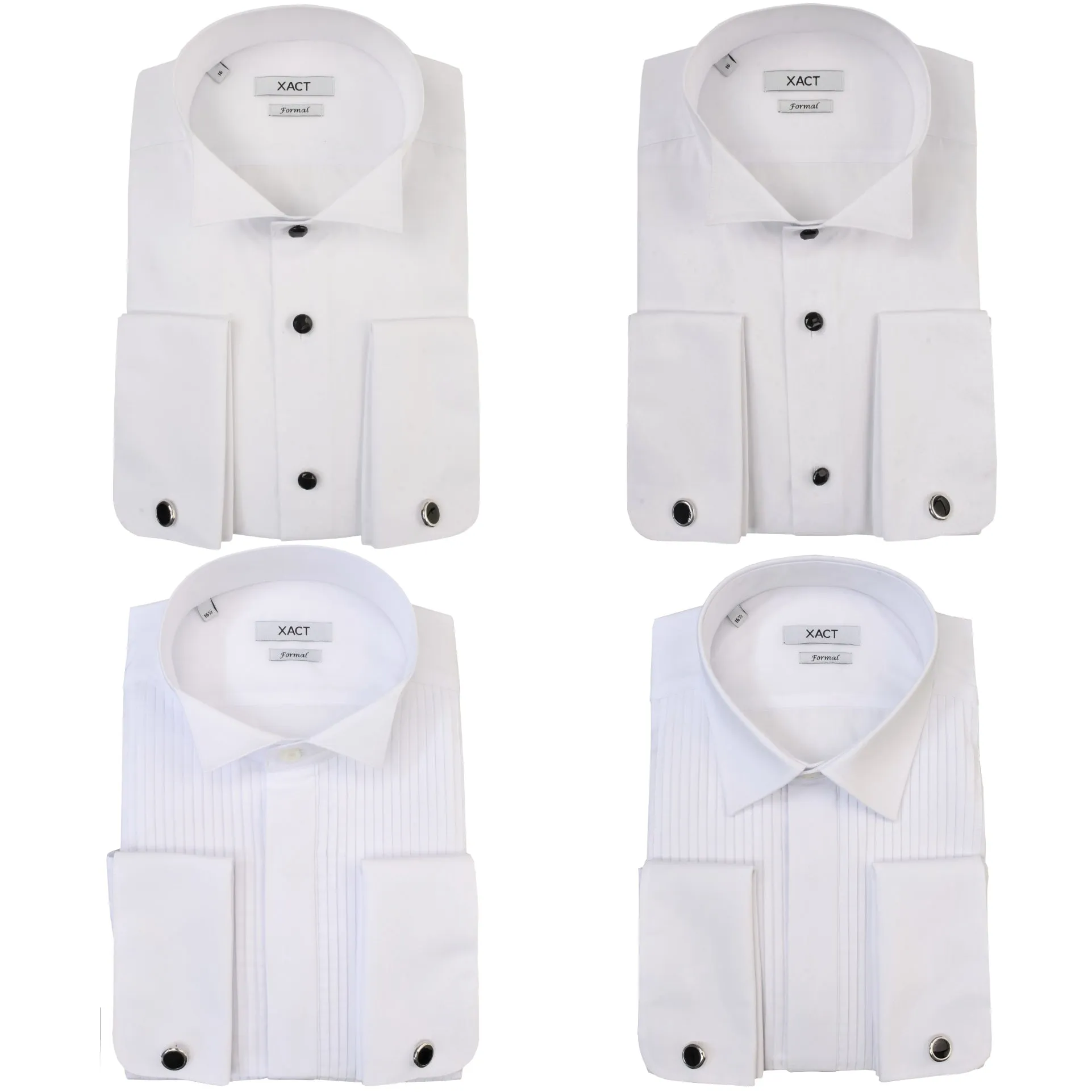 Xact Men's Formal Tuxedo/Dress Shirt with Double Cuff and Cuff Links