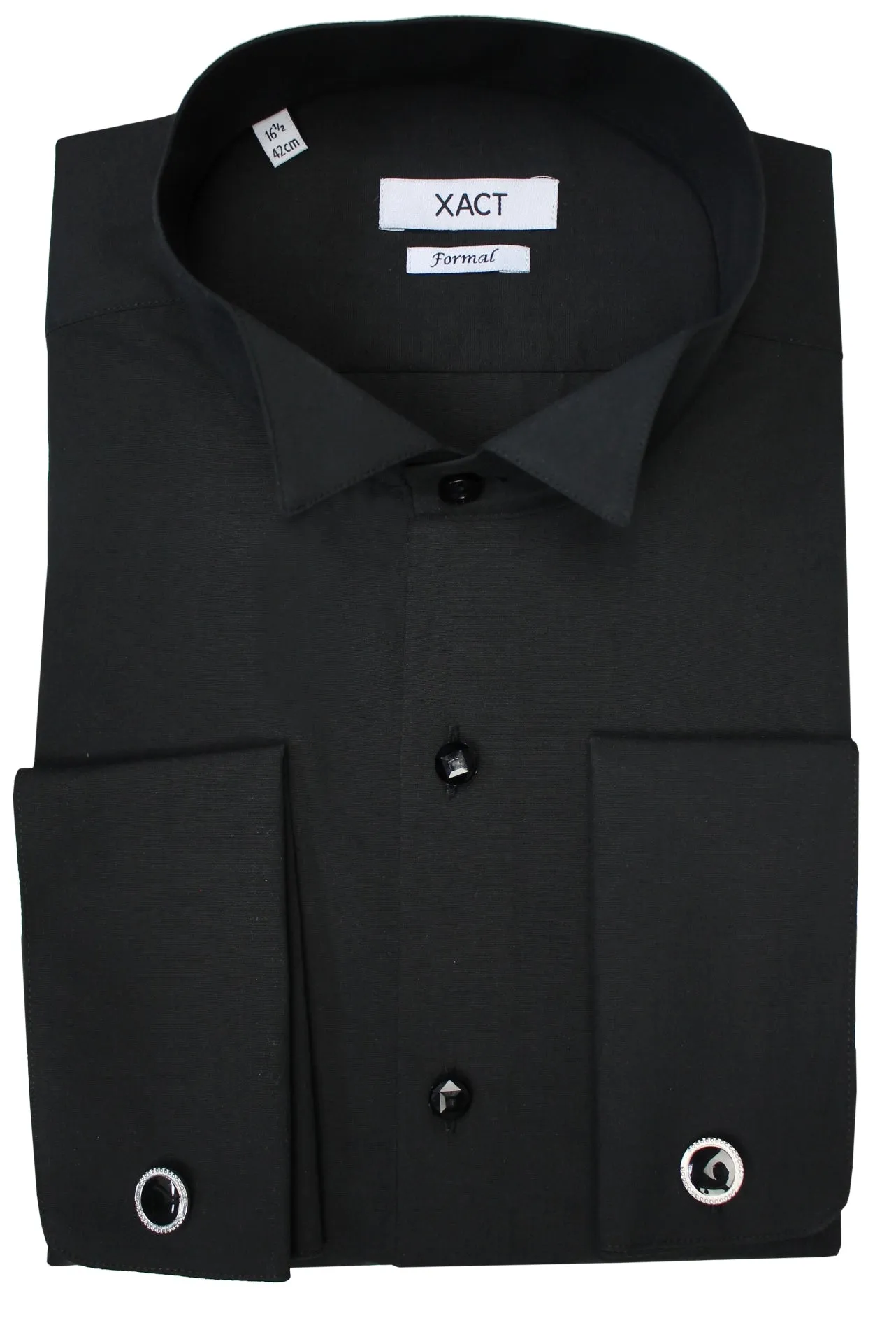 Xact Men's Formal Tuxedo/Dress Shirt with Double Cuff and Cuff Links