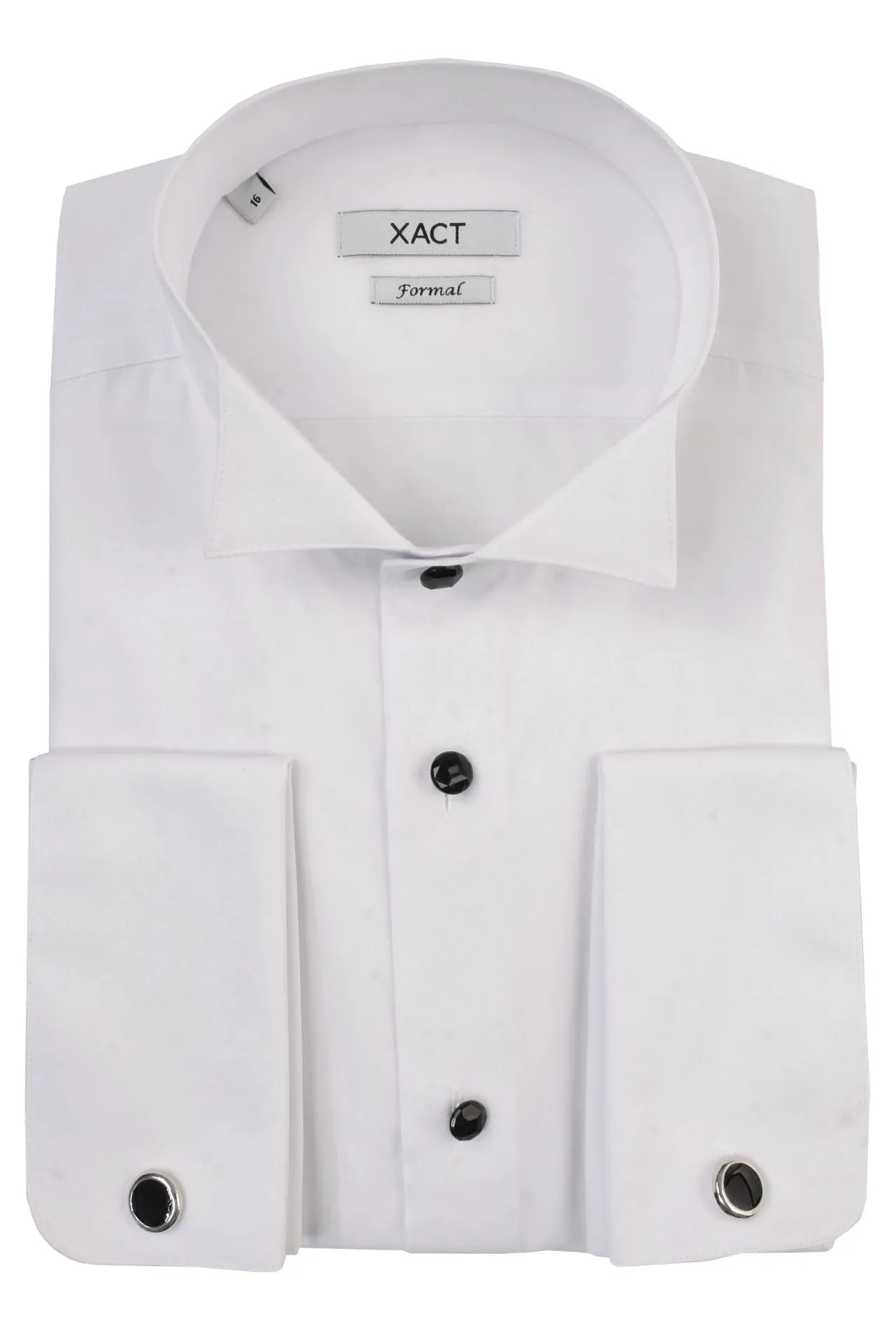 Xact Men's Formal Tuxedo/Dress Shirt with Double Cuff and Cuff Links