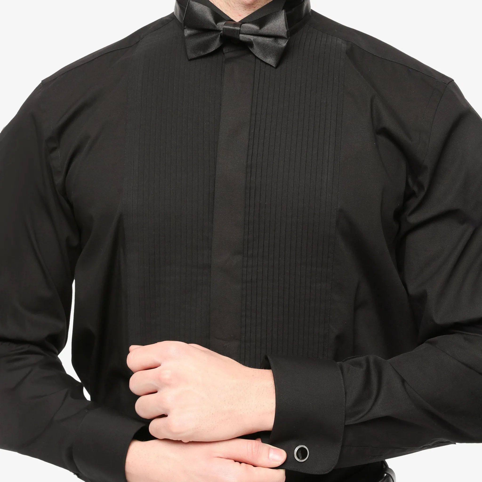 Xact Men's Formal Tuxedo/Dress Shirt with Double Cuff and Cuff Links