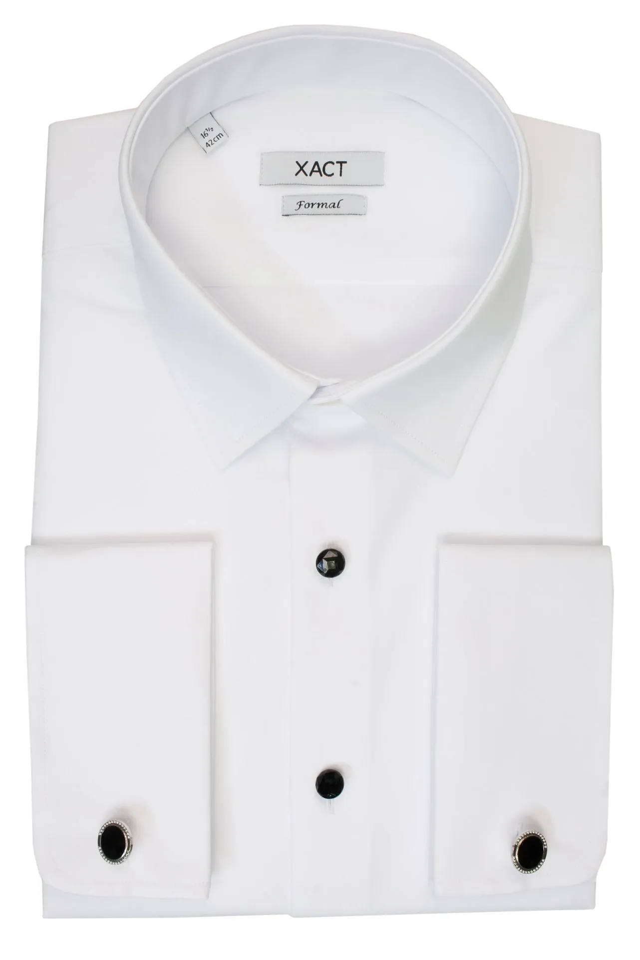 Xact Men's Formal Tuxedo/Dress Shirt with Double Cuff and Cuff Links