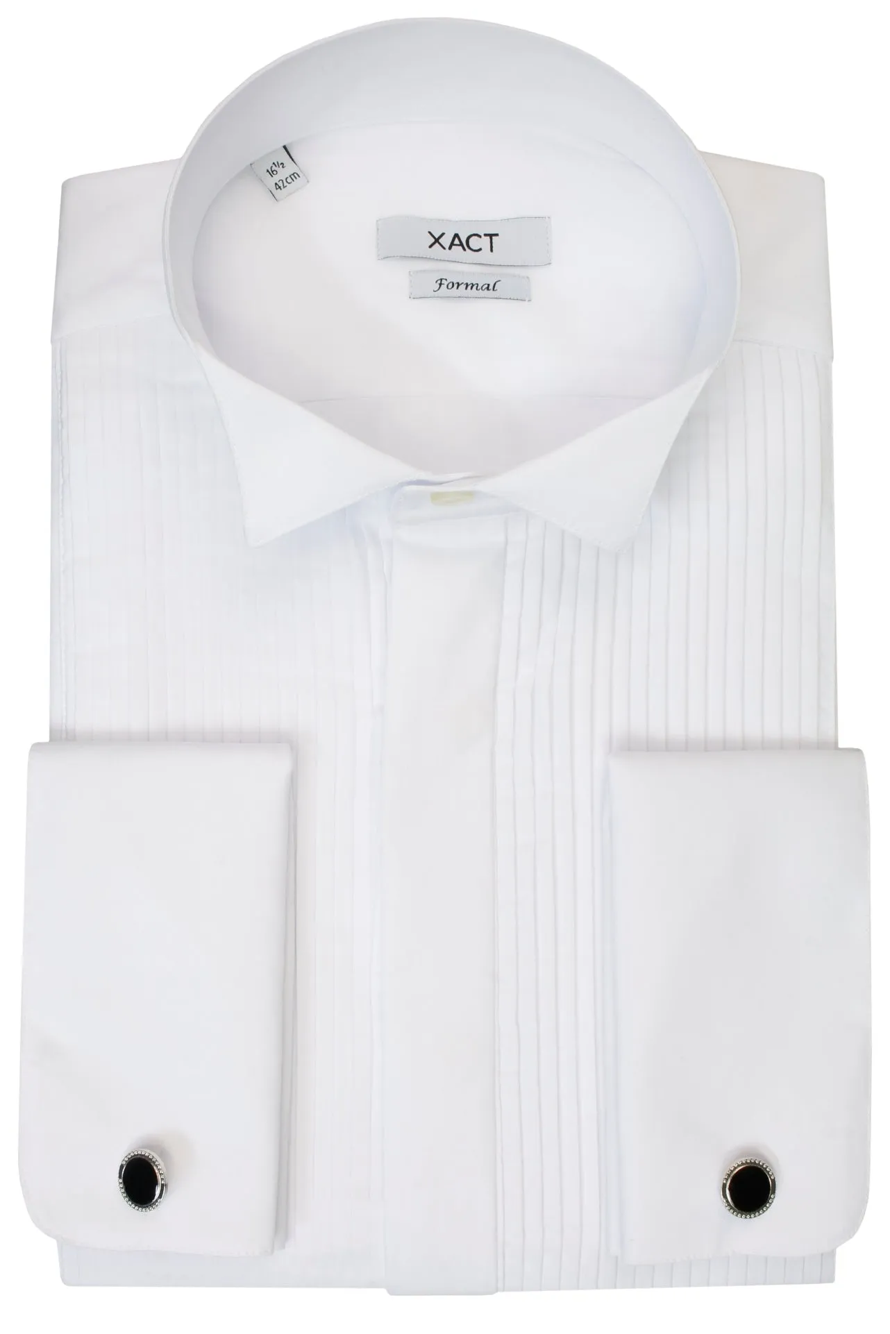 Xact Men's Formal Tuxedo/Dress Shirt with Double Cuff and Cuff Links