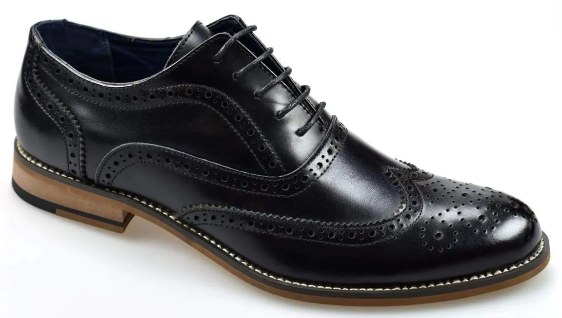 Cavani Oxford Black Brogue Shoes