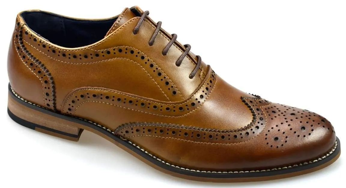 Cavani Oxford Men's Tan Brogue Shoes