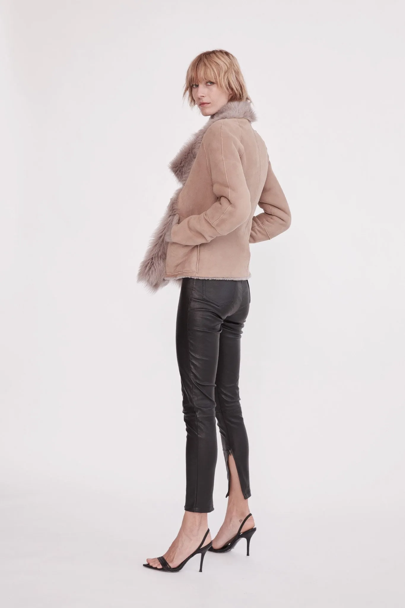 Spring Street Shearling Coat Taupe Shearling