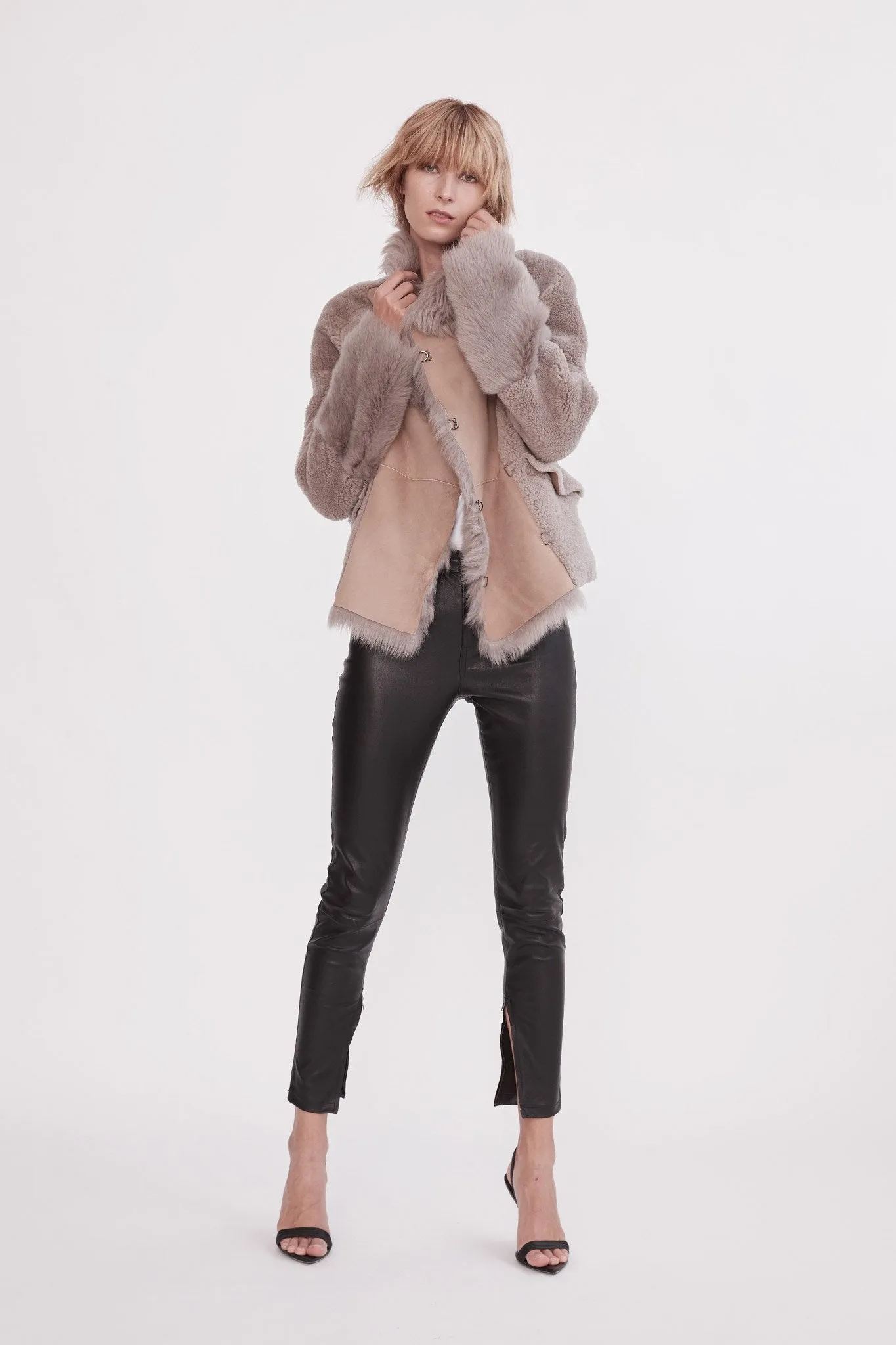 Spring Street Shearling Coat Taupe Shearling