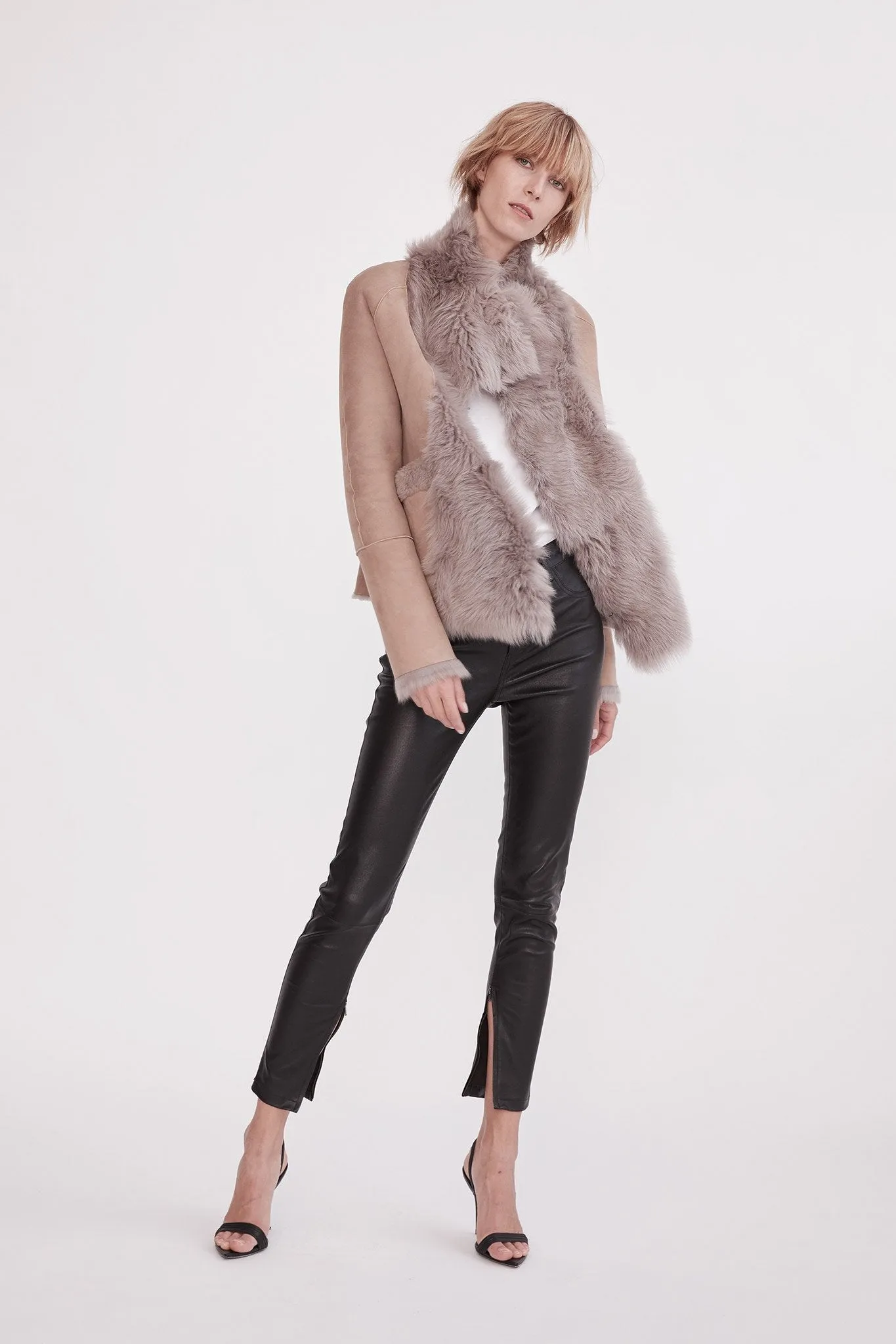 Spring Street Shearling Coat Taupe Shearling