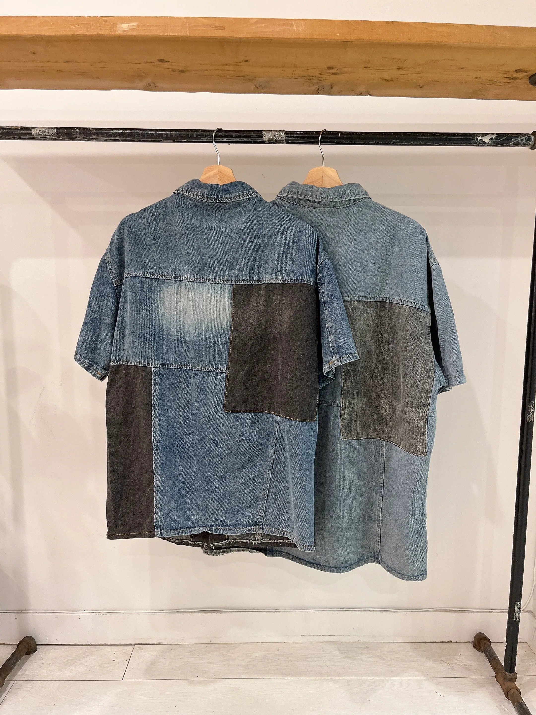 COAL Denim patchwork shirt