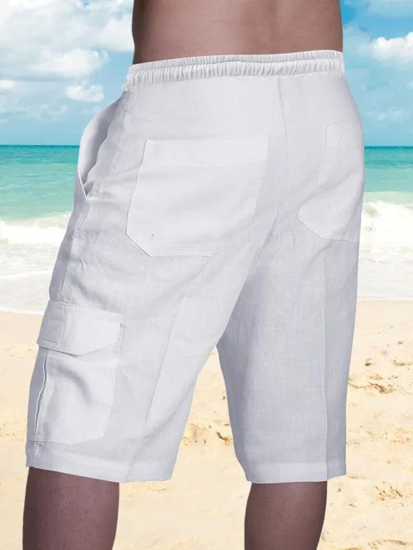 Men Linen Cargo Shorts