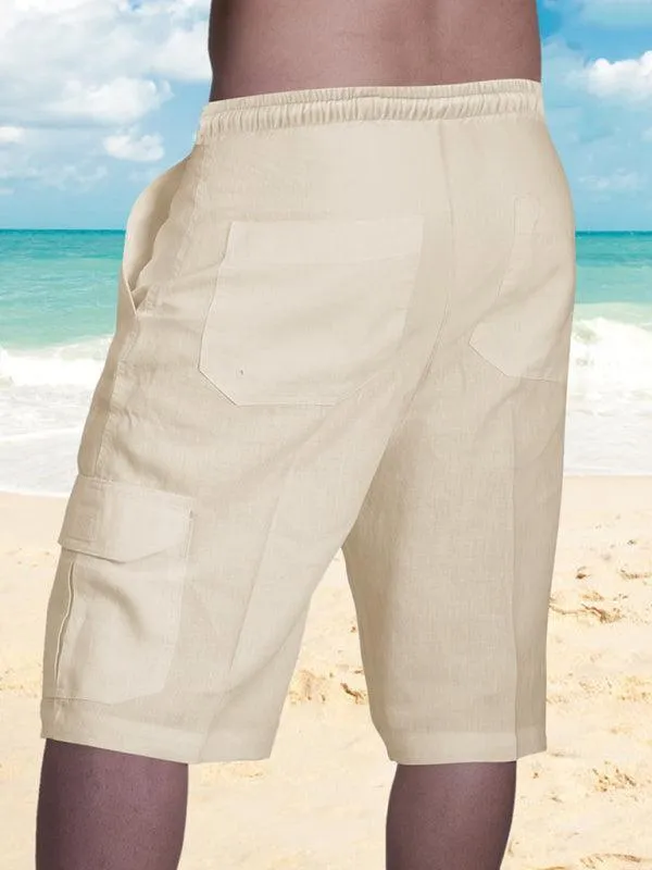 Men Linen Cargo Shorts