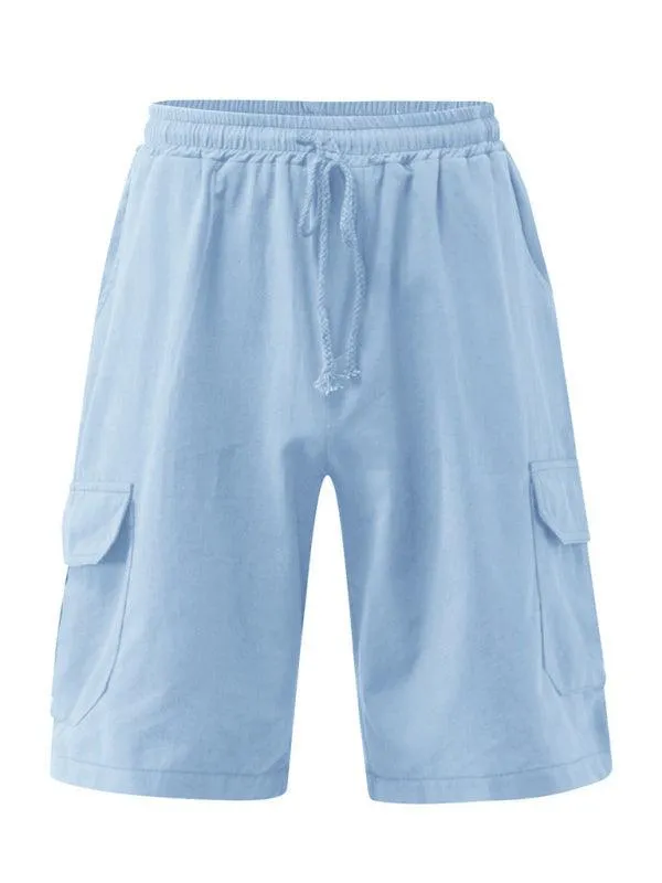 Men Linen Cargo Shorts