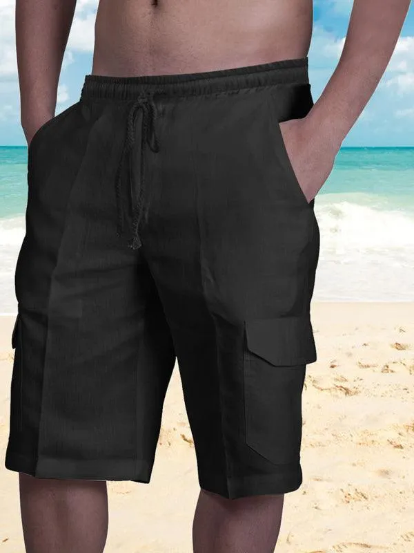 Men Linen Cargo Shorts