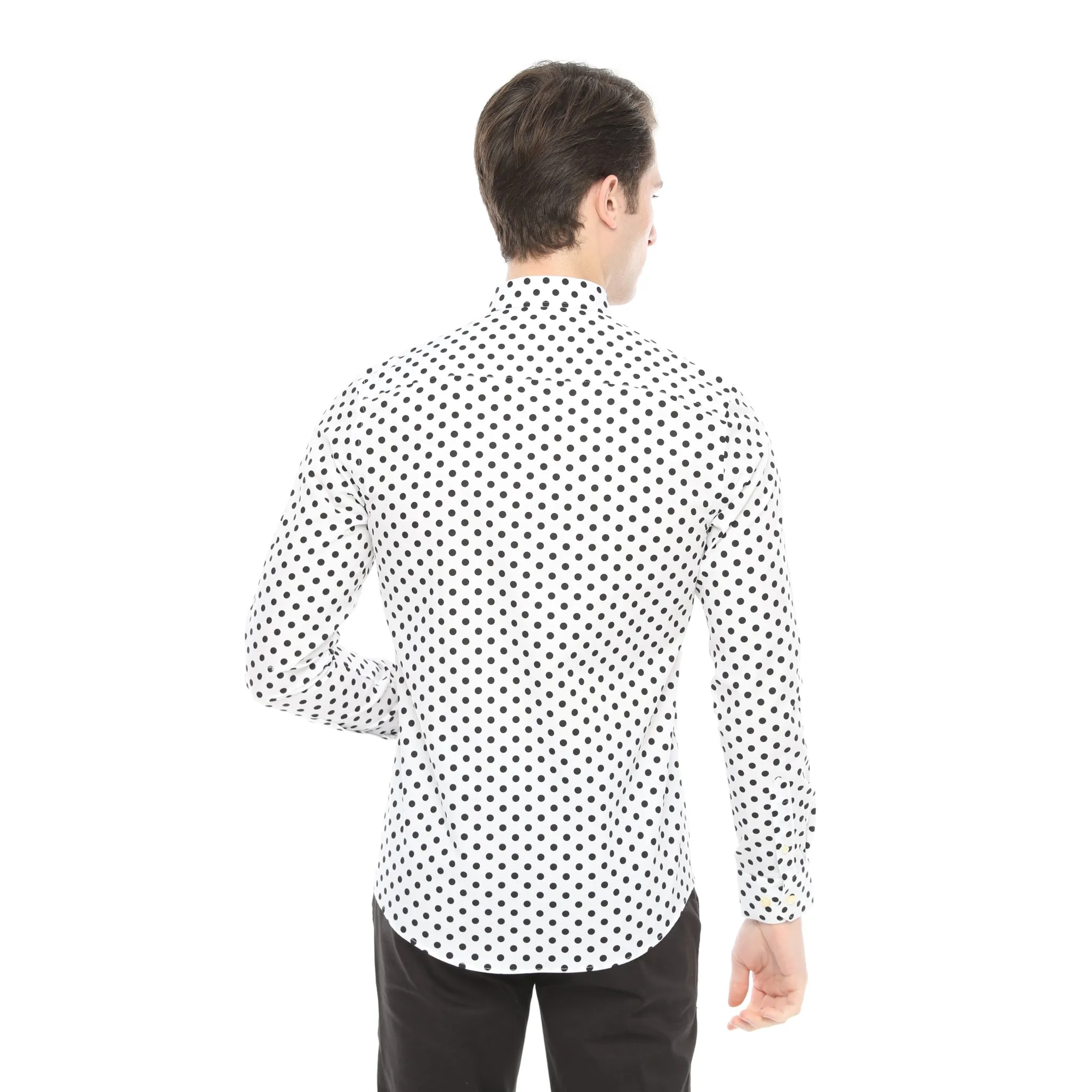 Xact Mens Polka Dot Shirt - Long Sleeved Mod Vintage