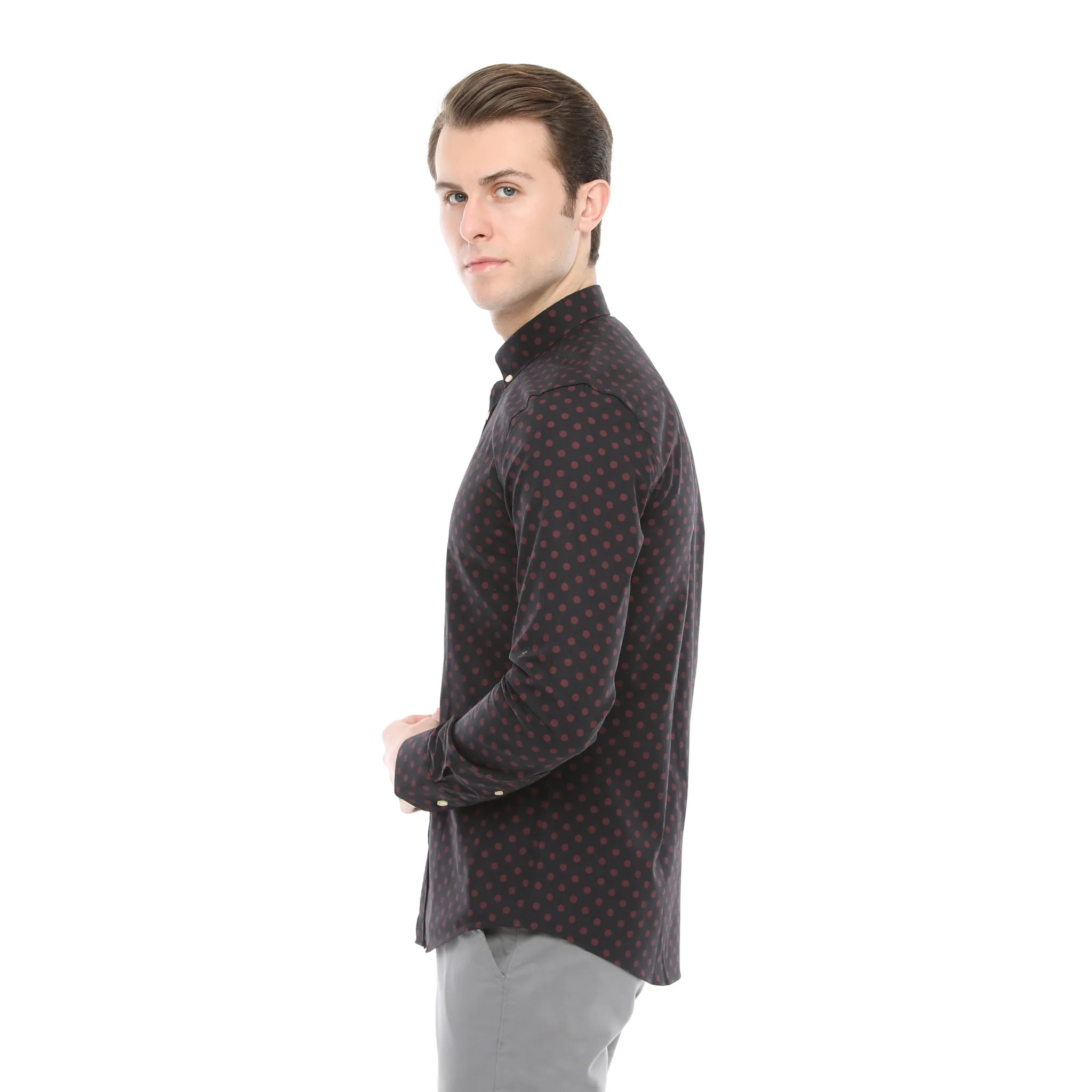 Xact Mens Polka Dot Shirt - Long Sleeved Mod Vintage