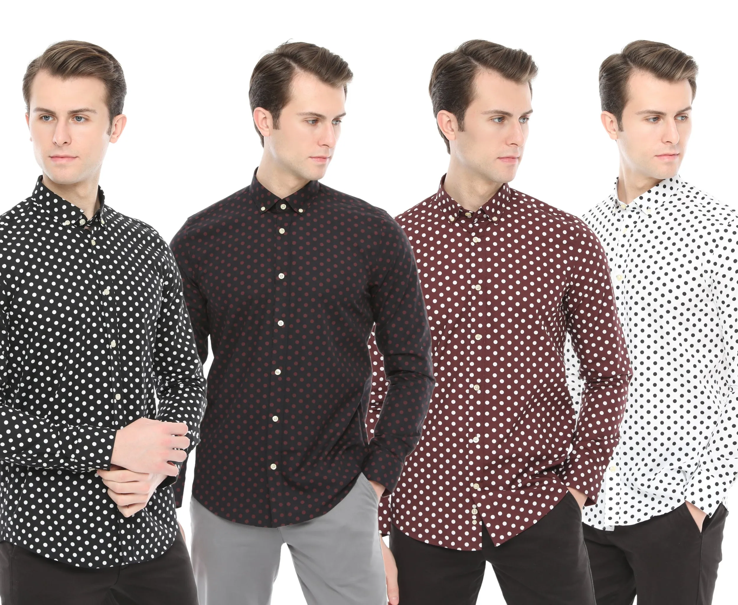 Xact Mens Polka Dot Shirt - Long Sleeved Mod Vintage