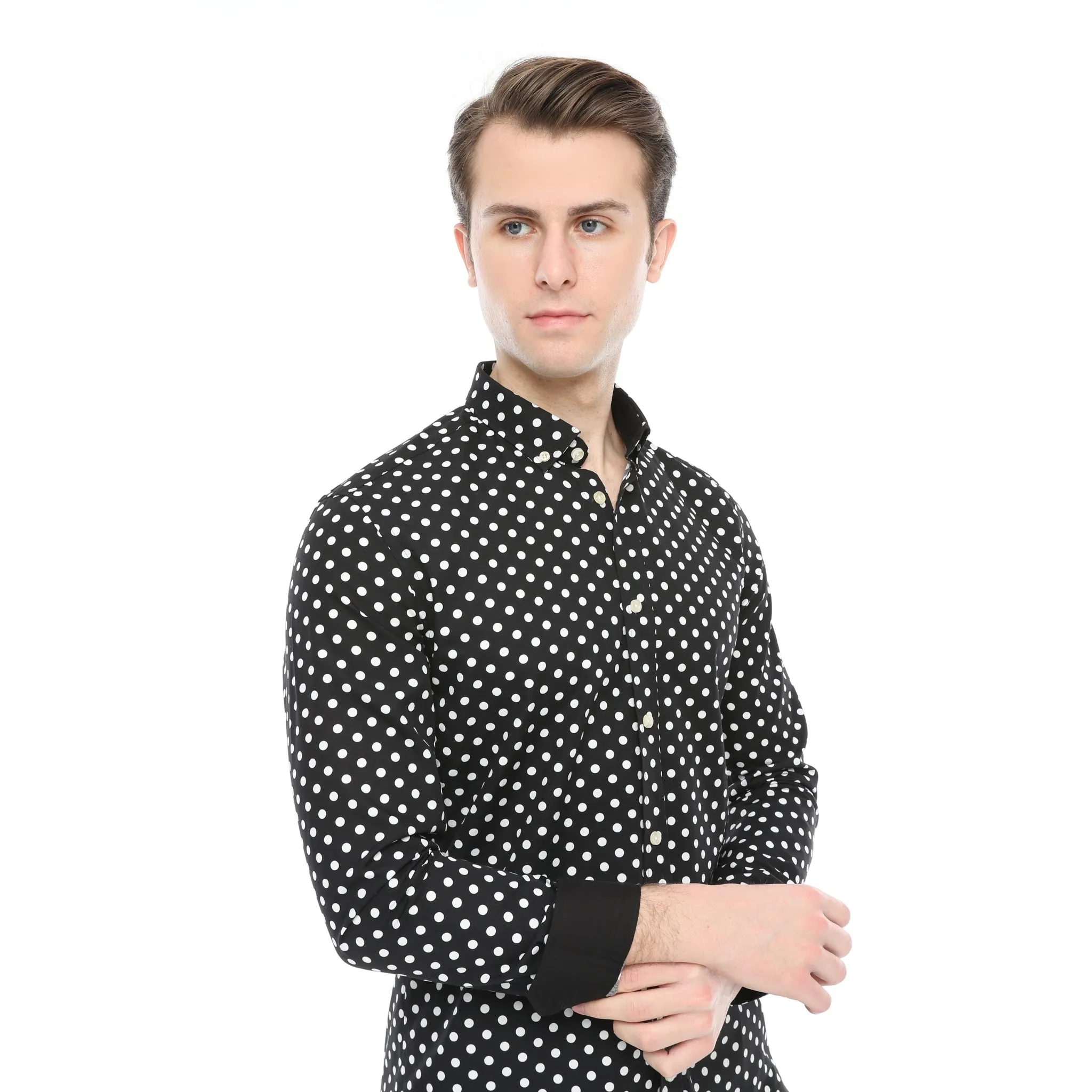 Xact Mens Polka Dot Shirt - Long Sleeved Mod Vintage