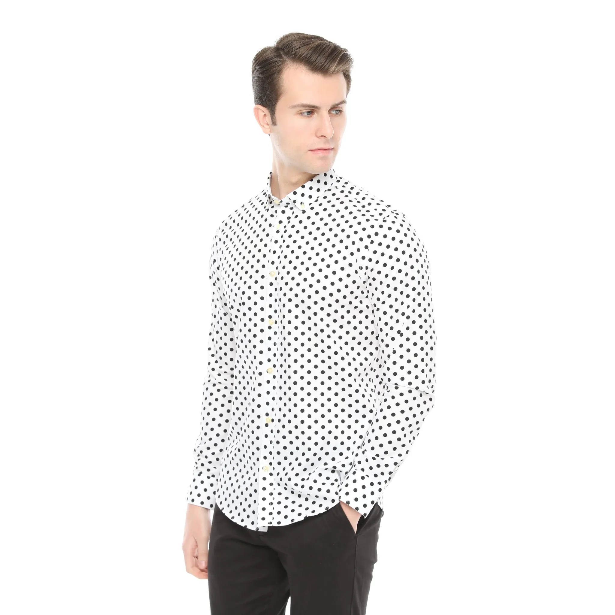 Xact Mens Polka Dot Shirt - Long Sleeved Mod Vintage