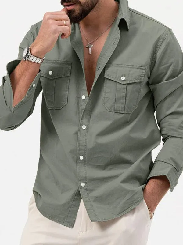 Multi-Pocket Men Casual Shirt