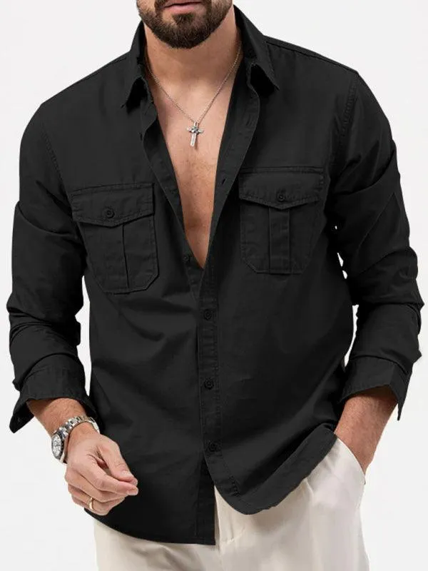 Multi-Pocket Men Casual Shirt