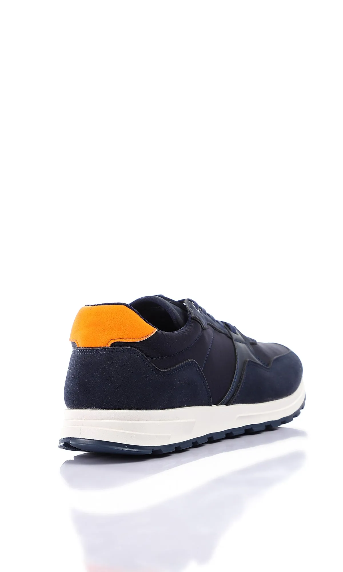 O160059 Fashionable Lace Up Casual Shoes - Navy Blue & Orange