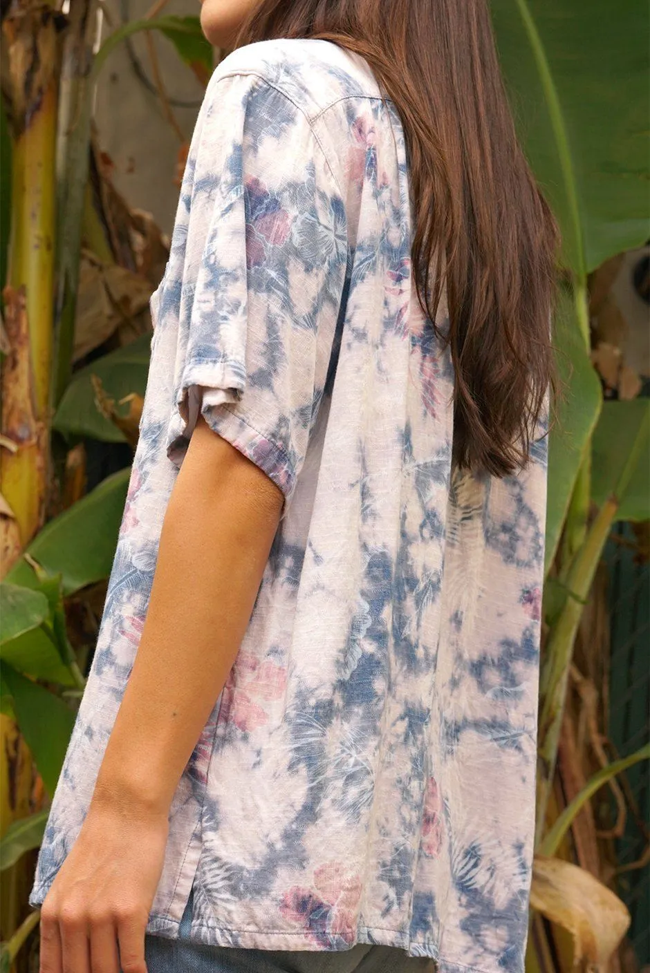 Hawaiian Kai Shirt // White Wash Tie Dye