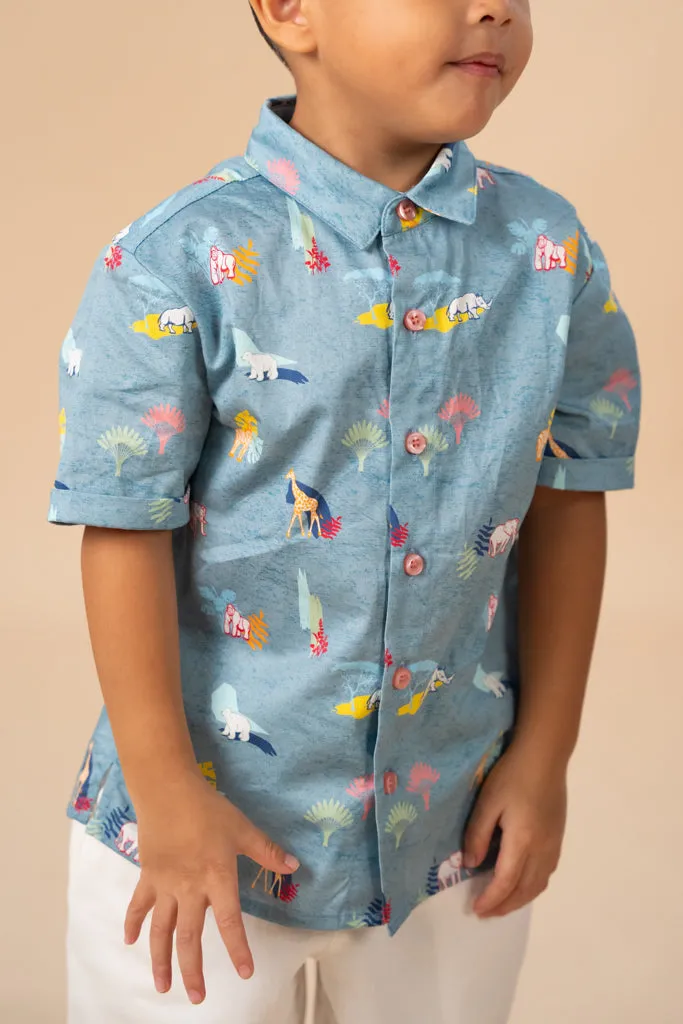 Little Man Shirt - Blue Wilderness