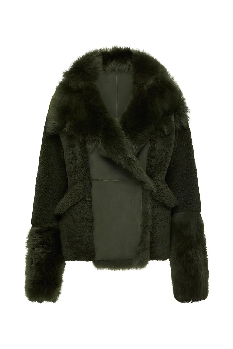 Spring Street Shearling Coat Moss Green Shearling