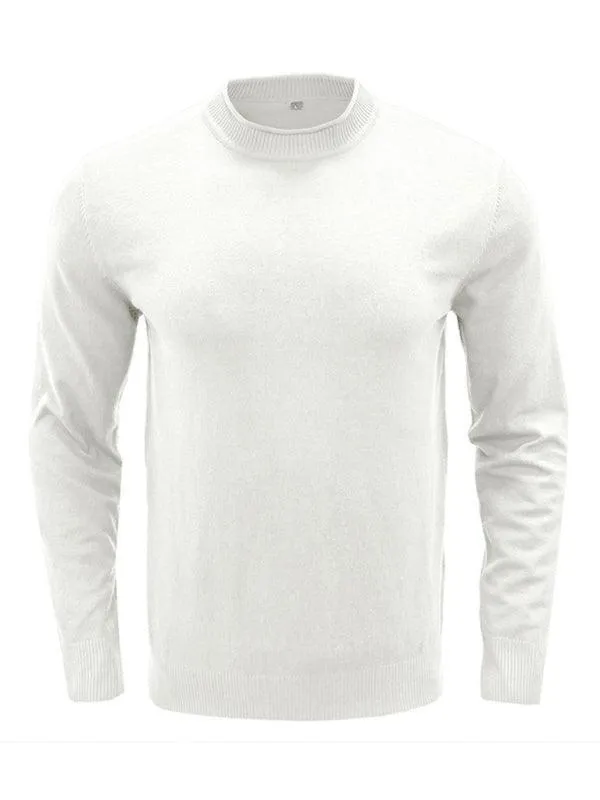 Solid Crew Neck Pullover Men Sweater