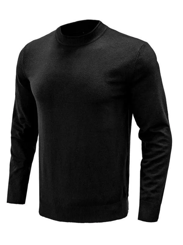 Solid Crew Neck Pullover Men Sweater