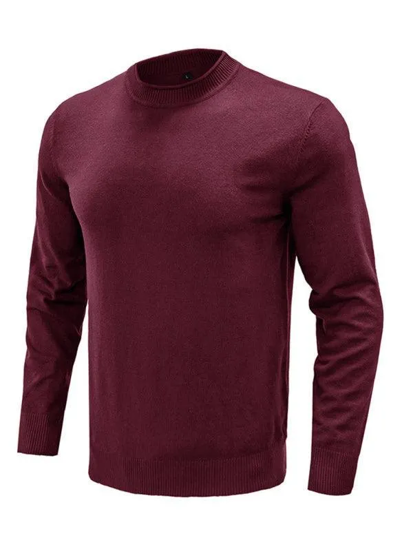 Solid Crew Neck Pullover Men Sweater