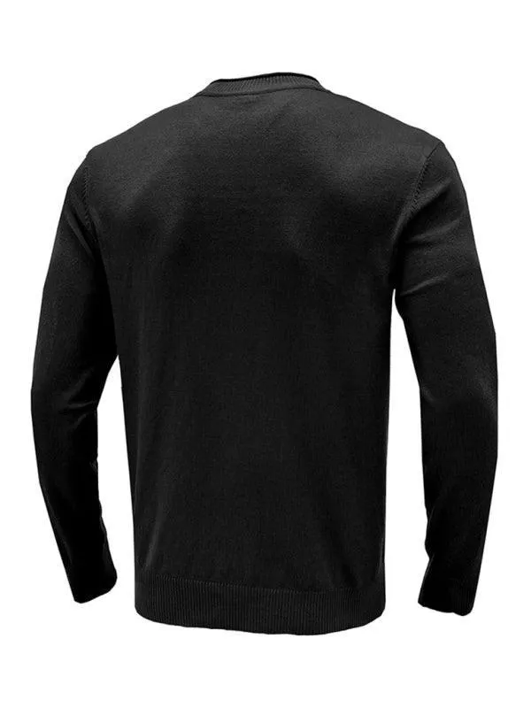 Solid Crew Neck Pullover Men Sweater