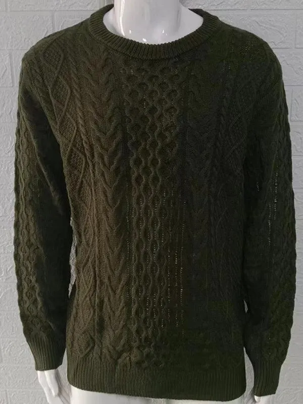 Knitted Round Neck Cable Men Pullover Sweater