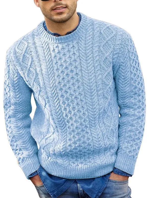 Knitted Round Neck Cable Men Pullover Sweater