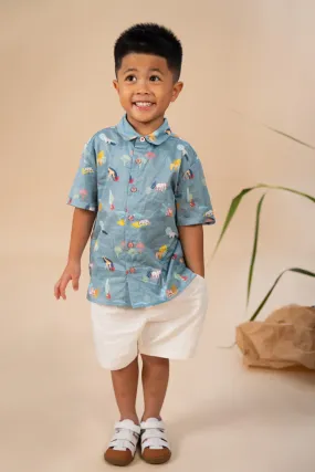 Little Man Shirt - Blue Wilderness