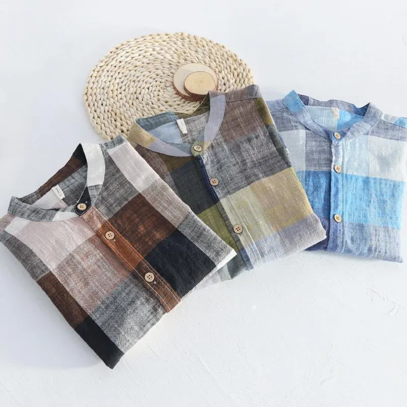 Plaid Linen Shirts For Men