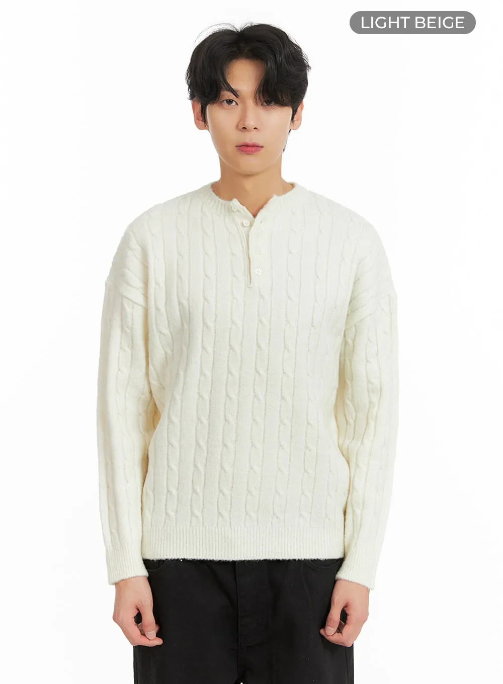 Men's Cable Knit Buttoned Sweater IA401