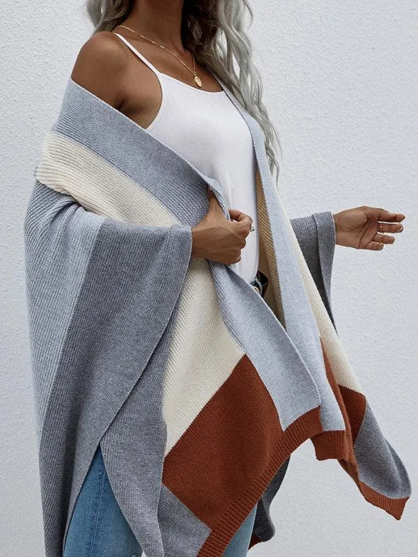 Women Plaid Oversized Loose Poncho