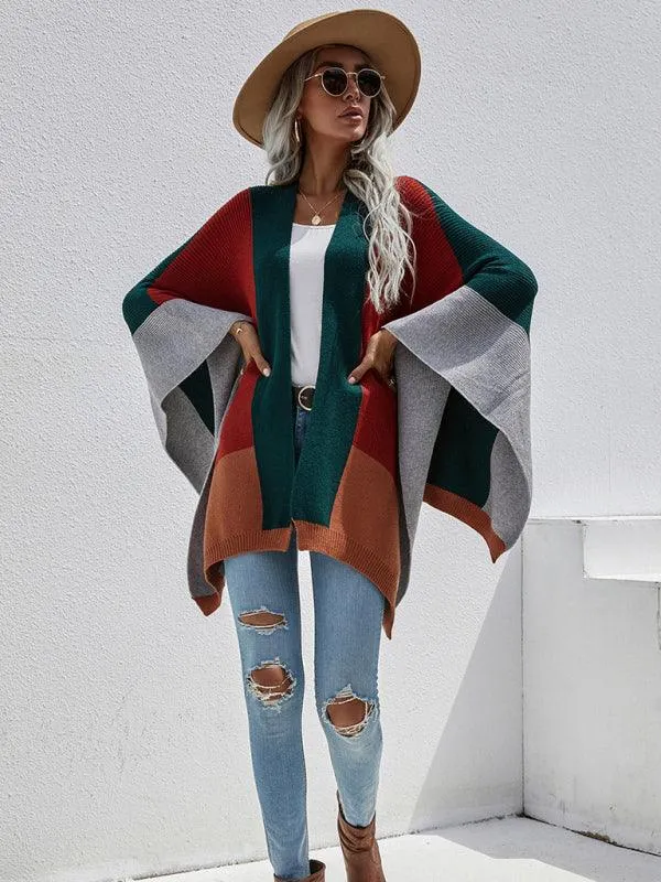 Women Plaid Oversized Loose Poncho