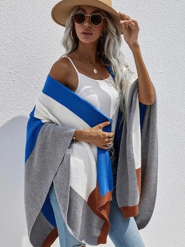 Women Plaid Oversized Loose Poncho