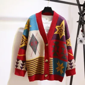 Multi-Color Cardigan Sweater For Women