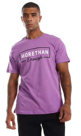 O154936 Chest Printed Cotton Purple Men T-Shirt