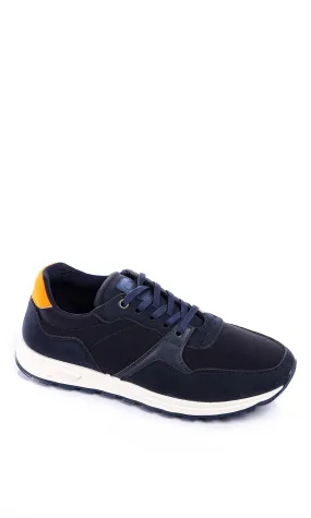 O160059 Fashionable Lace Up Casual Shoes - Navy Blue & Orange