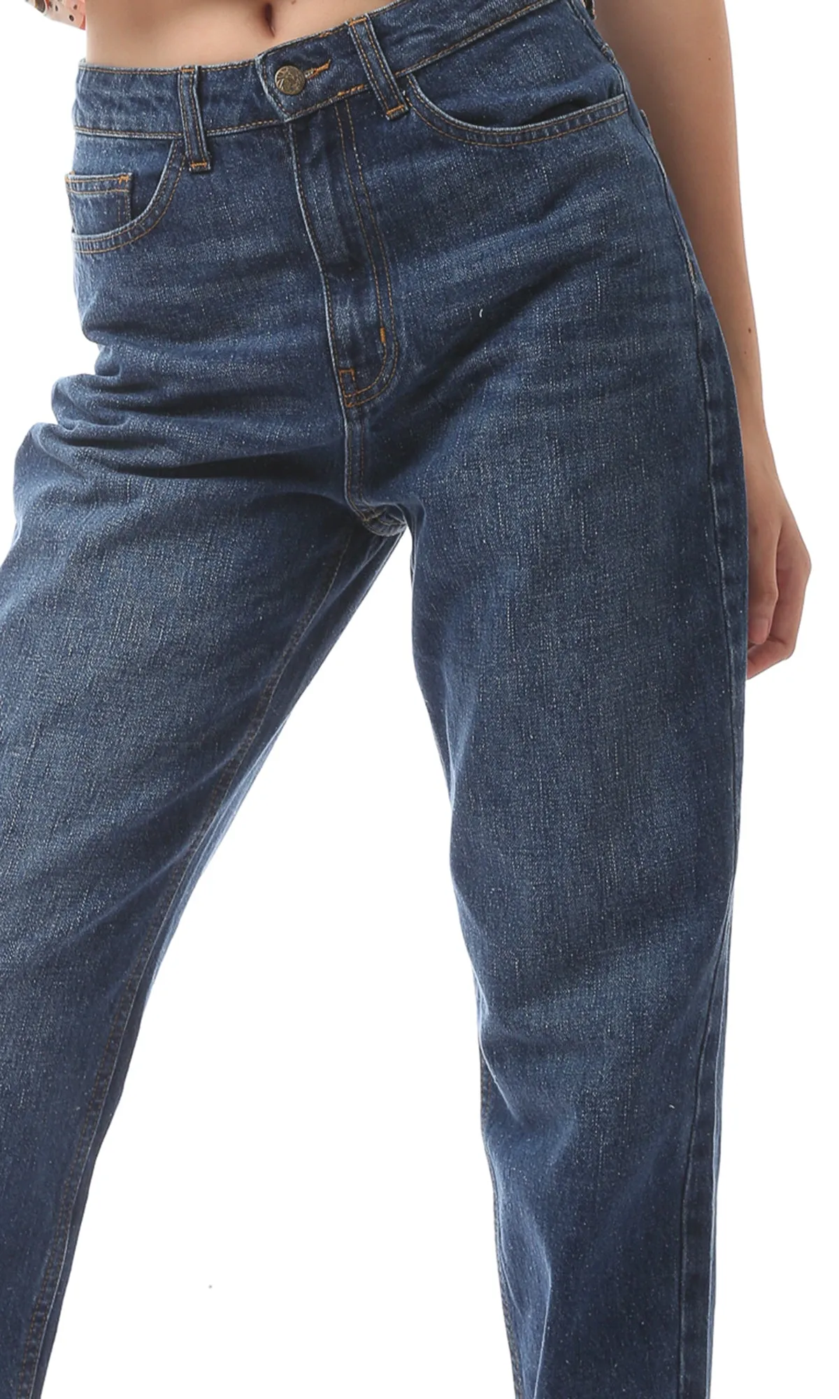 O168634 Regular Fit Solid Blue Jeans